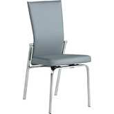 Molly Motion Back Dining Chair in Gray Leatherette & Stainless (Set of 2)